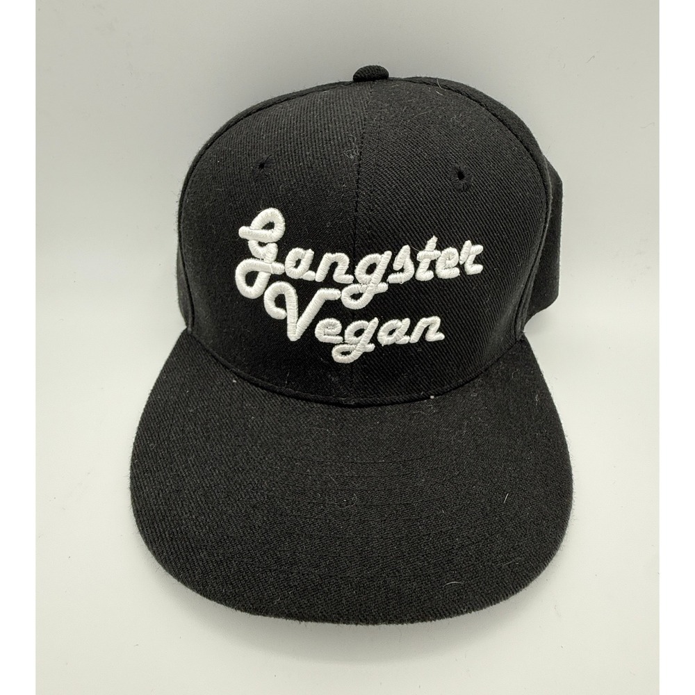 Gangster‎ Vegan Black Hat Cap Embroidered Snapback Acrylic One Size